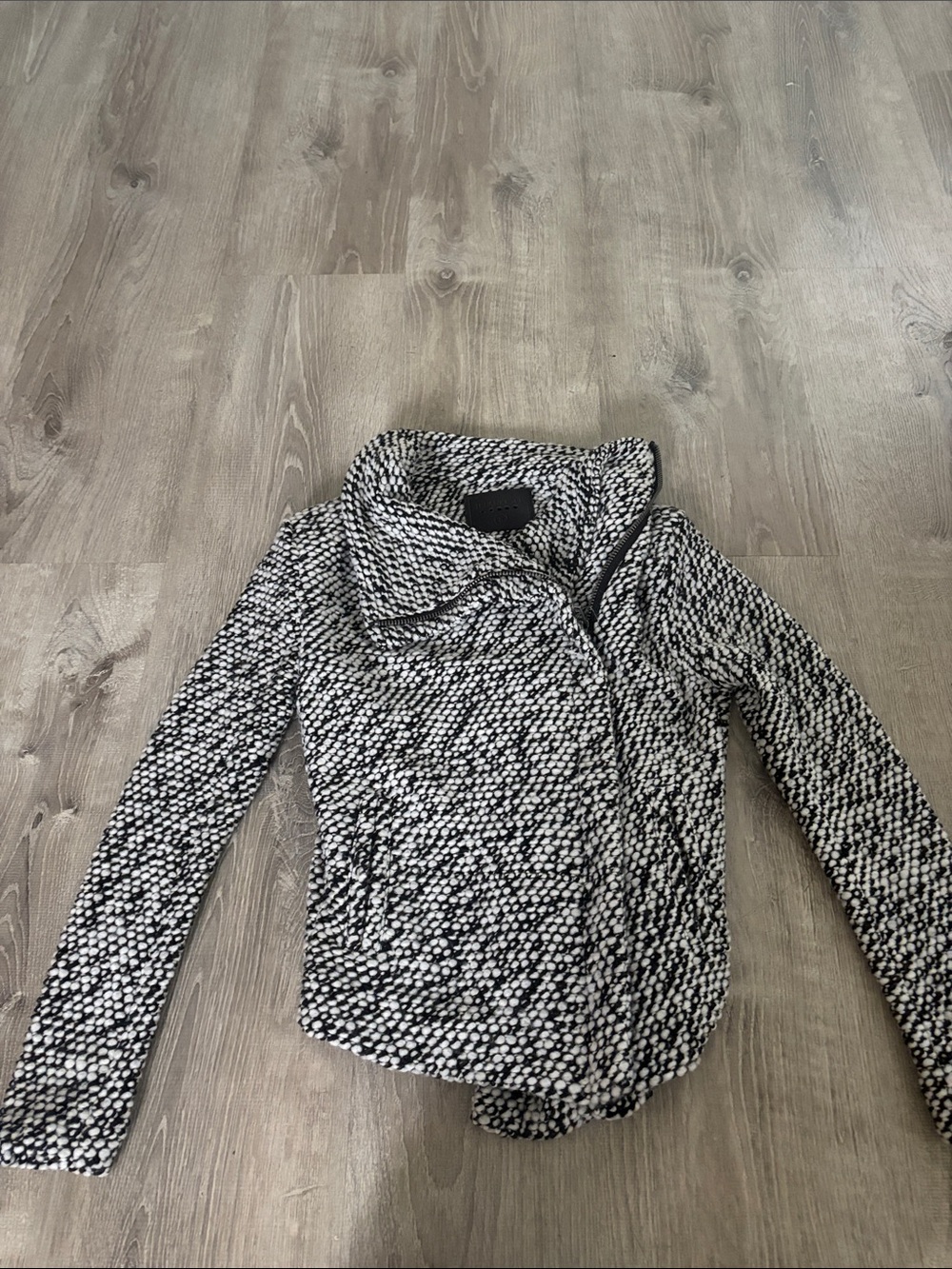 Blank NYC Black and White Textured Moto Blazer
